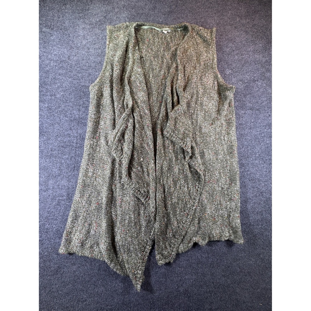 Est. 1946 Womens Plus Size 22/24W Olive Green Marled Waterfall Open Front Vest